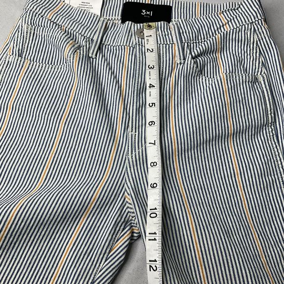 3x1 NYC  Jeans W4 Austin Crop Striped Nillie Denim Button Fly Womens Size 25 - Picture 7 of 11